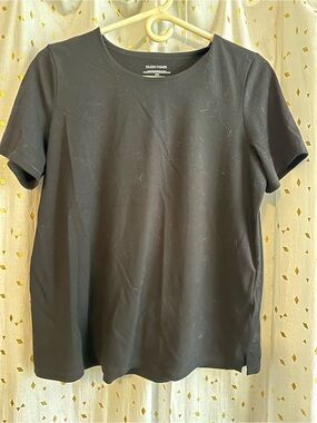 EILEEN FISHER Black Short-Sleeve Crewneck Tee